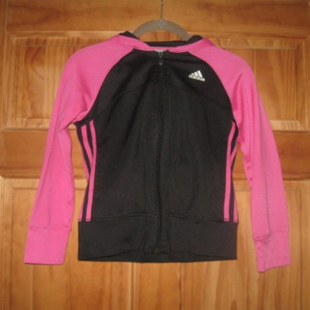 Girls Adidas Pink/Black Lightweight Zip Up Jacket